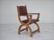 Danish Leather and Oak Armchair, 1950s, Image 1