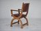 Danish Leather and Oak Armchair, 1950s 6