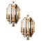 Clear Gold Glass Brass Sconces in the style of Venini, 1970s, Set of 2 1