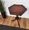 Italian Hexagonal Walnut Side Table wit Gilt-Frame Leather and Tripod Legs, 1960s, Image 4