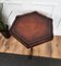 Italian Hexagonal Walnut Side Table wit Gilt-Frame Leather and Tripod Legs, 1960s 7