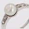 French Diamond Cultured Pearl 18 Karat White Gold Ring, 1950s, Image 8