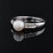 French Diamond Cultured Pearl 18 Karat White Gold Ring, 1950s 6