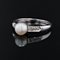 French Diamond Cultured Pearl 18 Karat White Gold Ring, 1950s, Image 6