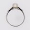 French Diamond Cultured Pearl 18 Karat White Gold Ring, 1950s 12