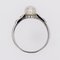 French Diamond Cultured Pearl 18 Karat White Gold Ring, 1950s, Image 12