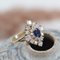 Modern Synthetic Blue and White Gems 18 K Yellow Gold Diamond Shape Ring, Image 11