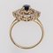 Modern Synthetic Blue and White Gems 18 K Yellow Gold Diamond Shape Ring 13