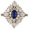 Modern Synthetic Blue and White Gems 18 K Yellow Gold Diamond Shape Ring, Image 1