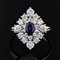Modern Synthetic Blue and White Gems 18 K Yellow Gold Diamond Shape Ring 5