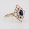 Modern Synthetic Blue and White Gems 18 K Yellow Gold Diamond Shape Ring 9