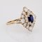 Modern Synthetic Blue and White Gems 18 K Yellow Gold Diamond Shape Ring, Image 9