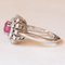 Vintage 18k White Gold Daisy Ring with Synthetic Ruby ​​and Cut Diamonds, 1970s 4