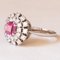 Vintage 18k White Gold Daisy Ring with Synthetic Ruby ​​and Cut Diamonds, 1970s, Image 3