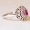 Vintage 18k White Gold Daisy Ring with Synthetic Ruby ​​and Cut Diamonds, 1970s 7