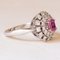 Vintage 18k White Gold Daisy Ring with Synthetic Ruby ​​and Cut Diamonds, 1970s, Image 7