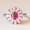 Vintage 18k White Gold Daisy Ring with Synthetic Ruby ​​and Cut Diamonds, 1970s, Image 1