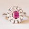 Vintage 18k White Gold Daisy Ring with Synthetic Ruby ​​and Cut Diamonds, 1970s 9
