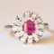 Vintage 18k White Gold Daisy Ring with Synthetic Ruby ​​and Cut Diamonds, 1970s, Image 9