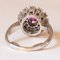 Vintage 18k White Gold Daisy Ring with Synthetic Ruby ​​and Cut Diamonds, 1970s 5