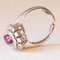 Vintage 18k White Gold Daisy Ring with Synthetic Ruby ​​and Cut Diamonds, 1970s 10