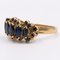 Vintage 9k Yellow Gold Ring with Sapphires, 1970s 3