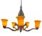 Art Deco Bronze Chandelier Details with 5 Glass Shades, 1930s, Image 2