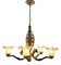 Art Deco Bronze Chandelier Details with 5 Glass Shades, 1930s 3