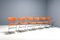 Zig Zag Chairs in Metal and Orange Leatherette, Belgium, 1960s, Set of 6 3