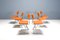 Zig Zag Chairs in Metal and Orange Leatherette, Belgium, 1960s, Set of 6 6