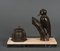 Art Deco Inkwell wit Woodpecker on Marble Branch from Franjou Hippolyte Moreau, 1930s 1