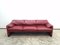 3-Seater Sofa in Red Leather by Vico Magistretti for Cassina, 1970s 12