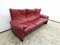 3-Sitzer Sofa aus rotem Leder von Vico Magistretti für Cassina, 1970er 2