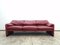 3-Seater Sofa in Red Leather by Vico Magistretti for Cassina, 1970s 1