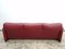 3-Sitzer Sofa aus rotem Leder von Vico Magistretti für Cassina, 1970er 9