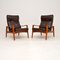 Vintage DanishTeak and Leather Armchairs attributed to Arne Wahl Iversen from Komfort, 1960s, Set of 2 1