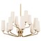 Mid-Century Brass & Opaline Glass Chandelier by Rupert Nikoll, 1950s, Image 1