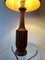 Lámpara danesa Mid-Century de teca con pantalla de rafia original, años 60, Imagen 2