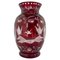 Ruby Red Hand Cut Glass Vase from Egermann, Czechoslovakia, 1940s 1