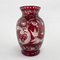 Ruby Red Hand Cut Glass Vase from Egermann, Czechoslovakia, 1940s 3