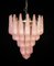 Lámpara de araña con gota de cristal de Murano rosa, años 80, Imagen 15