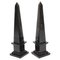 Empire Revival Black Marble Obelisks, 1980s, Set of 2 1