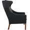 Wingback Chair in Black Buffalo Leather by Børge Mogensen for Fredericia, 1990s, Image 2