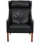 Wingback Chair in Black Buffalo Leather by Børge Mogensen for Fredericia, 1990s 1