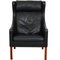 Wingback Chair in Black Buffalo Leather by Børge Mogensen for Fredericia, 1990s, Image 1