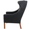 Wingback Chair in Black Buffalo Leather by Børge Mogensen for Fredericia, 1990s, Image 6