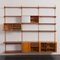 Modular 3 Bay Shelving System in Teak with Tambour Door Cabinet and Desk Shelf by Kai Kristiansen for Fm Møbler, Denmark, 1960s, Image 4