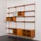 Modular 3 Bay Shelving System in Teak with Tambour Door Cabinet and Desk Shelf by Kai Kristiansen for Fm Møbler, Denmark, 1960s, Image 8