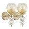 Murano Crystal Glass Wall Lamps and Gold Decorations, Blown Glass and Rostrato Finish, Italy, 1990s, Set of 2 1