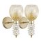 Murano Crystal Glass Wall Lamps and Gold Decorations, Blown Glass and Rostrato Finish, Italy, 1990s, Set of 2, Image 1